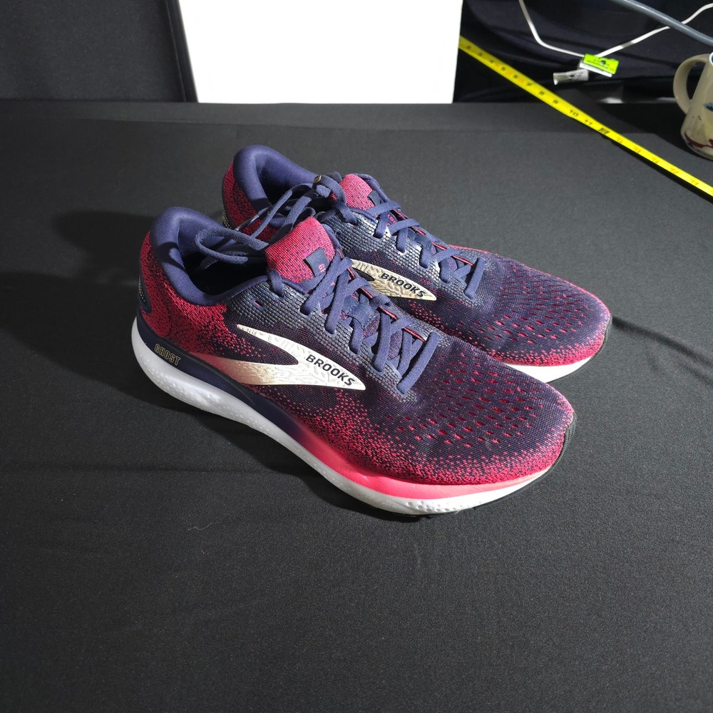 Brooks Ghost 13 Running Shoes Womens 11.5 2A Navy Pink Cushioned Road Neutral